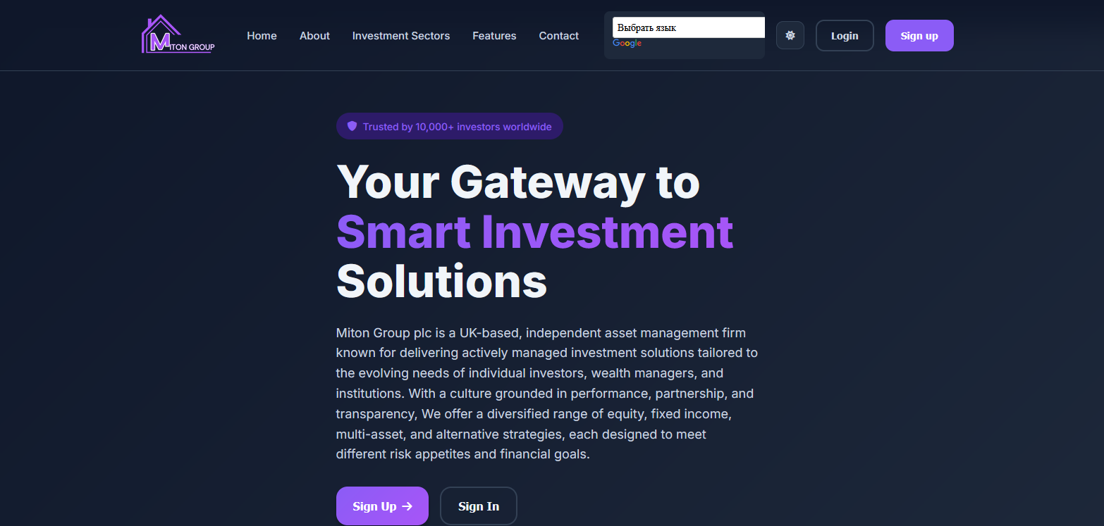 Сайт компании Miton Group