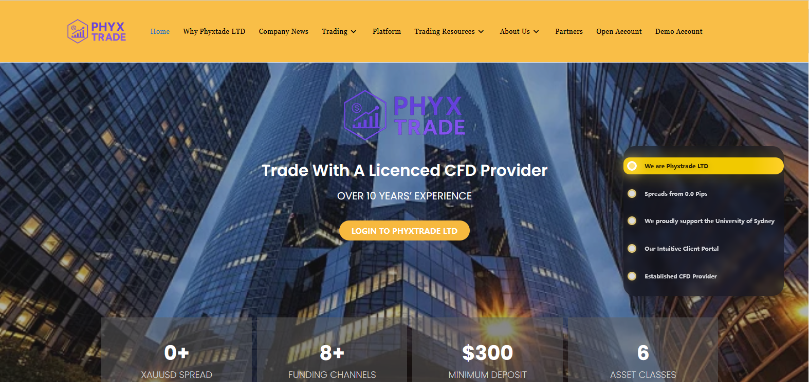 Сайт компании Phyxtrade
