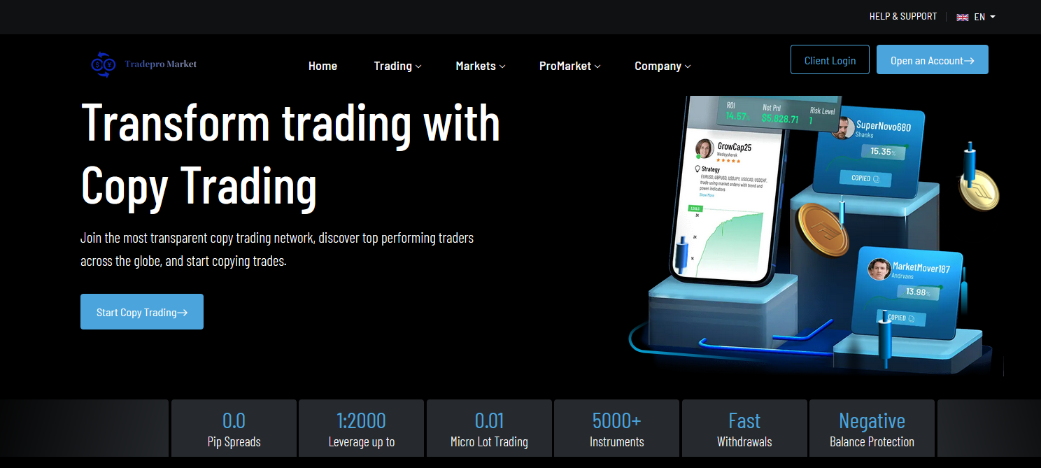 Сайт компании Tradepro Market