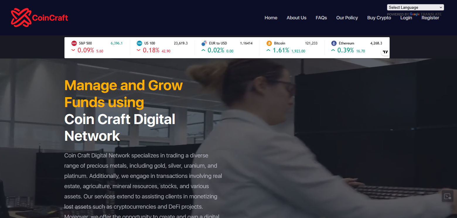 Сайт компании Coin Craft Digital Network